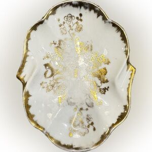 Elegant Gold and White Porcelain Dish